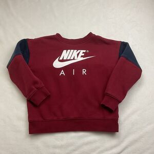 Nike‎ Air Sweatshirt Youth 7 Large Maroon Navy Big Front Graphic & Swoosh